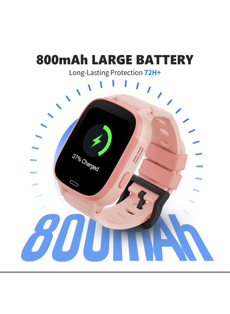G-Tab WK1 SE 4G GPS Kids Smartwatch for Girls – Real-Time GPS Tracker, 4G Calling, SOS Safety Watch, 1.83" Display, IP67 Waterproof, Up to 4 Days Battery Life, SIM Support, Parental Control Watch for Kids Pink - Image 5