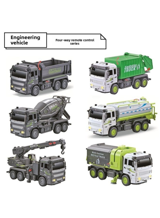 Loquat Children's Four-way Remote Control Engineering Vehicle Sprinkler Sanitation Vehicle Wireless Light Remote Control Electric Toy Transport Crane-Color:4-way Remote Control Crane-Proportion:1:32 - Image 1