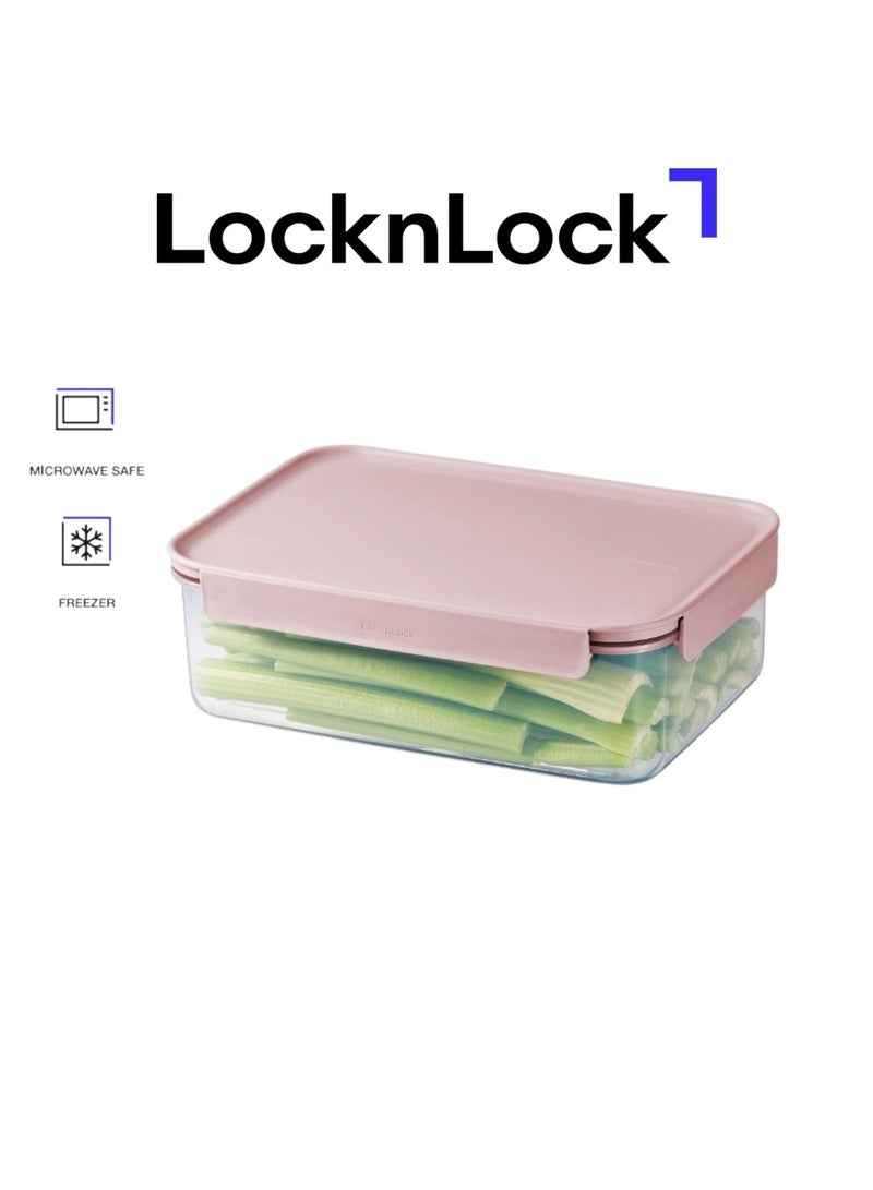 LocknLock Classic Plus Rectangle Food Container – 2.8L Pink, 4-Side Locking, Stackable & Leakproof - Image 1