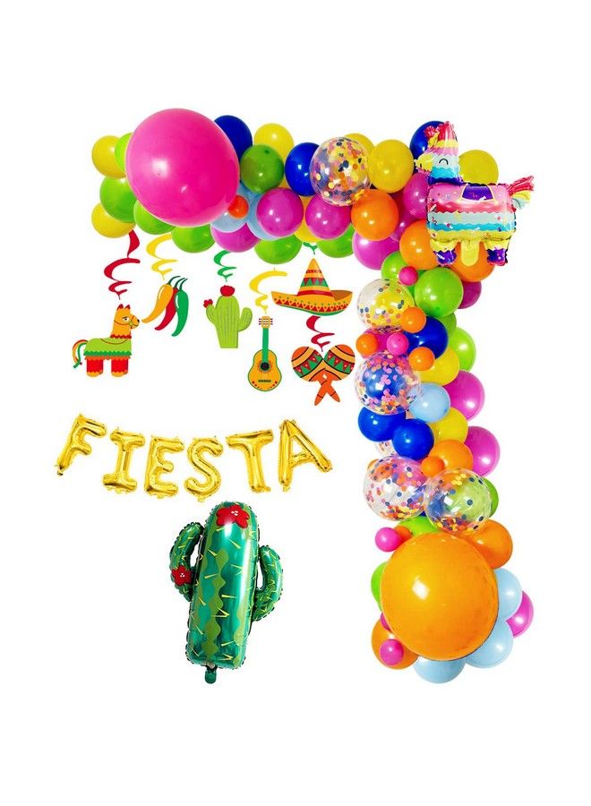 Fiesta Party Decorations Fiesta Balloon Garland Cactus Foil Balloon Mexican Cinco De Mayo Baby Shower Balloon Decoration Set Confetti Balloons With Llama Foil Balloons For Coco Party,Taco Party Decor - Image 1