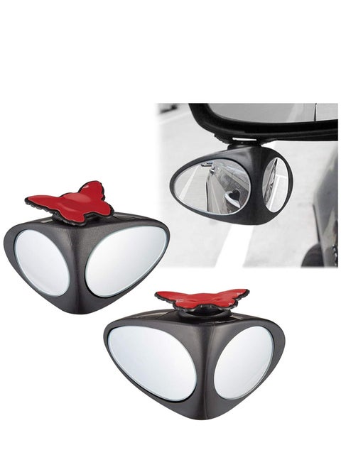 Car Blind Spot Mirror Three Sided Auxiliary Mirrors HD Glasses Wide Angle Rearview 360 Degree Rotation Convex Stick On Adjustable for Cars SUV Trucks Left Right 1 Pair