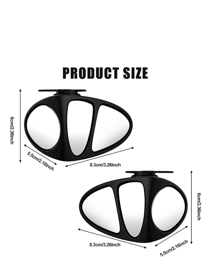 Car Blind Spot Mirror Three Sided Auxiliary Mirrors HD Glasses Wide Angle Rearview 360 Degree Rotation Convex Stick On Adjustable for Cars SUV Trucks Left Right 1 Pair