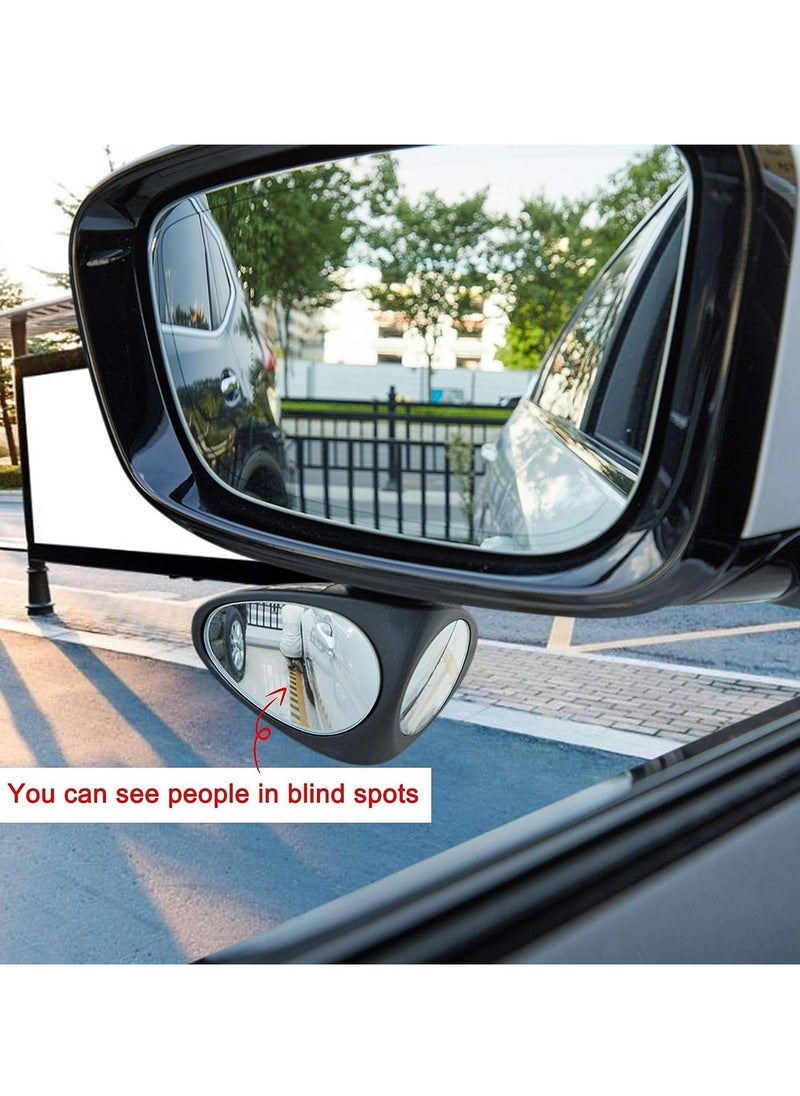 Car Blind Spot Mirror Three Sided Auxiliary Mirrors HD Glasses Wide Angle Rearview 360 Degree Rotation Convex Stick On Adjustable for Cars SUV Trucks Left Right 1 Pair