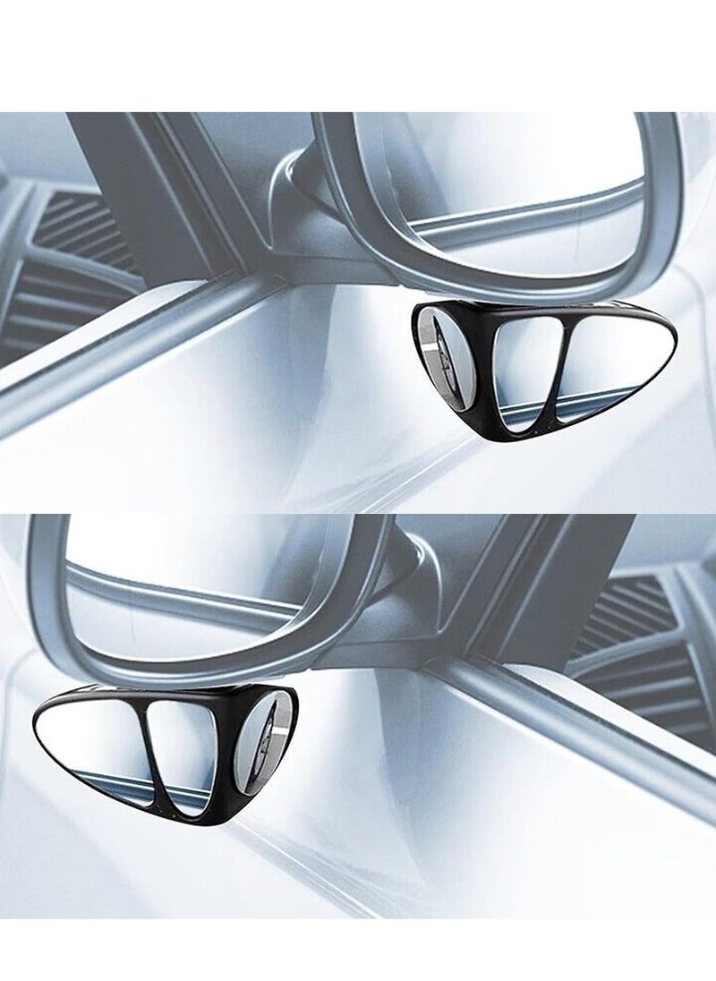 Car Blind Spot Mirror Three Sided Auxiliary Mirrors HD Glasses Wide Angle Rearview 360 Degree Rotation Convex Stick On Adjustable for Cars SUV Trucks Left Right 1 Pair