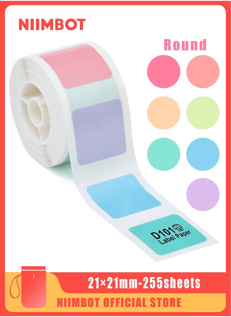 NIIMBOT D101 Label Maker Tape Waterproof Round Thermal Label Paper Sticker Labels for Barcode Printing 21*21mm Multicolor  - Image 1