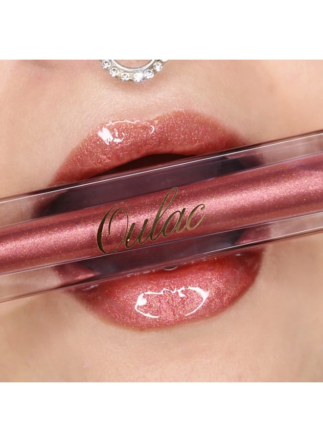 Oulac Clear Glitter Lip Plumper Gloss With Mirror Finish Moisturizing & Reduce Fine Lines Lip Oil Refuse Chapped Lips Non Sticky Lip Gloss For Girls Women 4.5Ml/0.15Fl.Ozglamorize(C08)  - Image 1