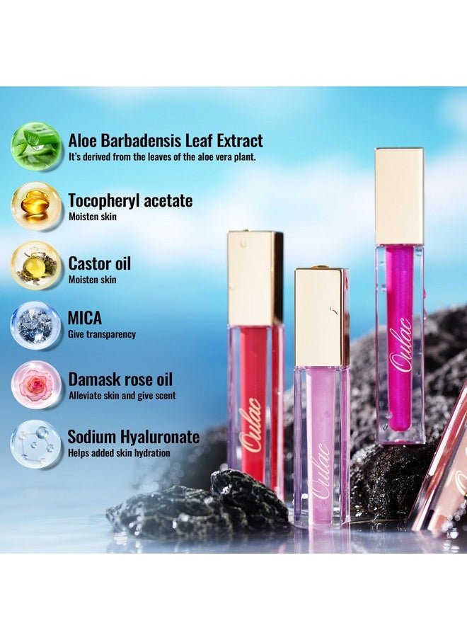 Oulac Clear Glitter Lip Plumper Gloss With Mirror Finish Moisturizing & Reduce Fine Lines Lip Oil Refuse Chapped Lips Non Sticky Lip Gloss For Girls Women 4.5Ml/0.15Fl.Ozglamorize(C08)  - Image 5