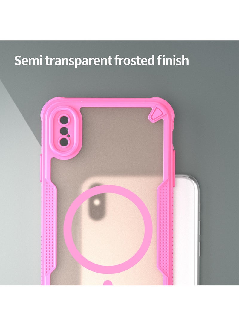 Cover For iPhone XS Max  Armor Glaze MagSafe Magnetic Phone Case Raised edges around the screen and camera lens help prevent scratches - Pink - Image 4
