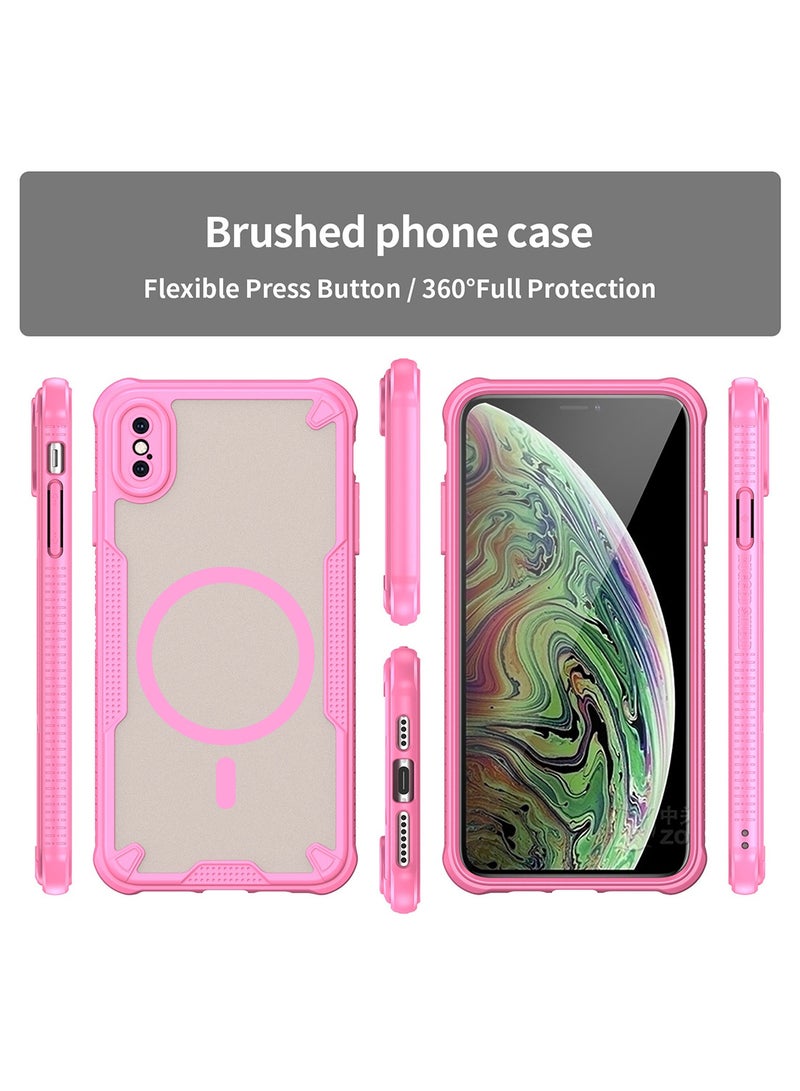 Cover For iPhone XS Max  Armor Glaze MagSafe Magnetic Phone Case Raised edges around the screen and camera lens help prevent scratches - Pink - Image 5