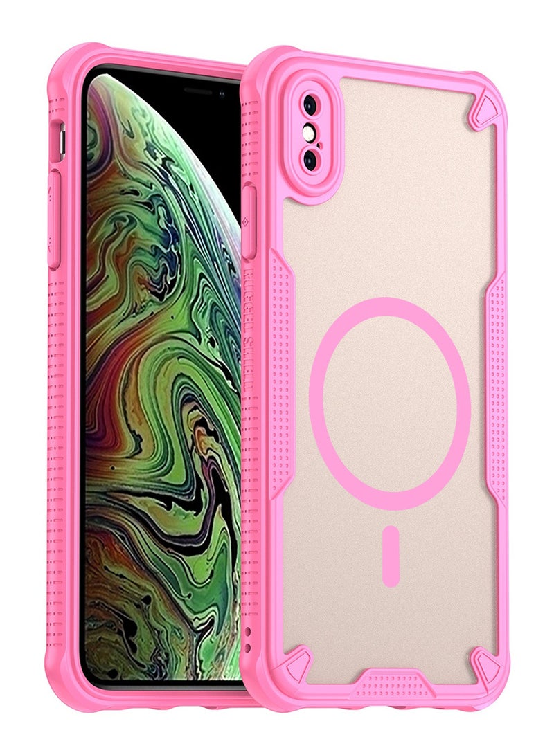 Cover For iPhone XS Max  Armor Glaze MagSafe Magnetic Phone Case Raised edges around the screen and camera lens help prevent scratches - Pink - Image 1