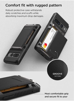 VRS Design حافظة Damda Glide Pro لهاتف Google Pixel 7 Pro مزودة بمحفظة نصف آلية منزلقة مع فتحة لبطاقة الائتمان (3-4 بطاقات) - أسود  - Image 3