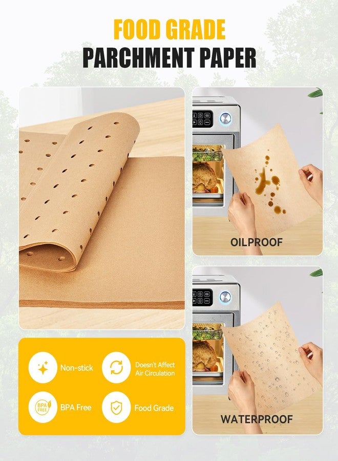 MMH 154PCs Paper Liners Compatible with Emeril Lagasse 26QT Extra Large Air Fryer Toaster Oven Accessories,100PCs Unbleached Parchment Paper,50PCs Disposable Liners with Holes, 4PCs Reusable Baking Mats - Image 2