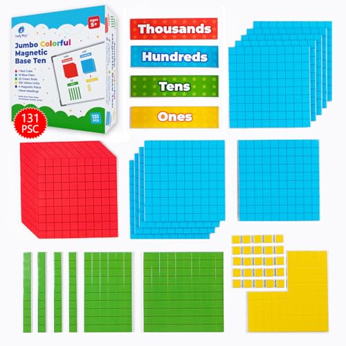 Simply magic 1314 PCS Jumbo Colorful Magnetic Base Ten Blocks for Math  Headings  Place Value Manipulatives Magnets Math Manipulatives Base 10 Blocks Counters for Kids Classroom Must Haves - Image 1