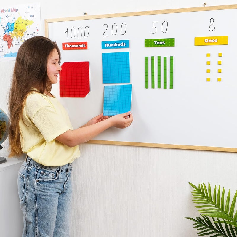 Simply magic 1314 PCS Jumbo Colorful Magnetic Base Ten Blocks for Math  Headings  Place Value Manipulatives Magnets Math Manipulatives Base 10 Blocks Counters for Kids Classroom Must Haves - Image 3