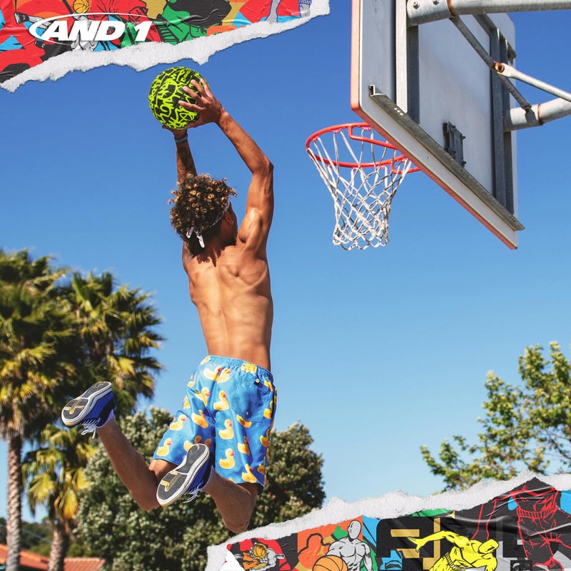 AND1 Fantom Rubber Basketball & Pump (Graffiti Series)- Official Size 7 (29.5”) Streetball, Made for Indoor and Outdoor Basketball Games (Volt) - Image 3