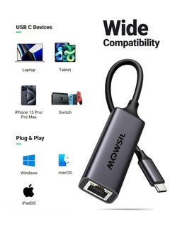 MOWSIL USB C to Ethernet Adapter Gigabit Type C to RJ45 Wired Network Thunderbolt 3 LAN Adaptor Compatible with MacBook, Surface Pro, iPad Pro 2021, Switch, PS5,XPS15/13, Huawei P60, Galaxy Tabs  - Image 3