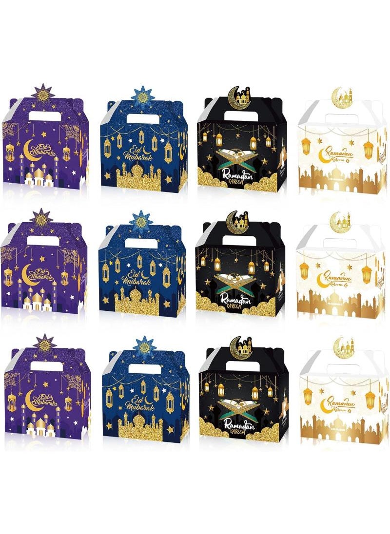 Y&D 12 Pcs Eid Mubarak Treat Boxes Eid Boxes Eid Mubarak Gift Bags Ramadan Gift Boxes Eid Sweets Candy Chocolate Gift Box Eid Favour Boxes  - Image 1