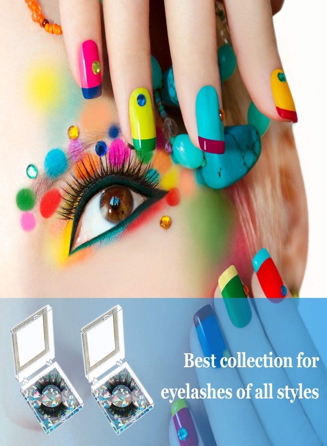 Blulu 8 Pcs 3D Empty eyelash case, Glitter lash cluster box Square Eyelash Storage Boxes with Glitter Paper and Clear Tray for Women(Silver) - Image 3