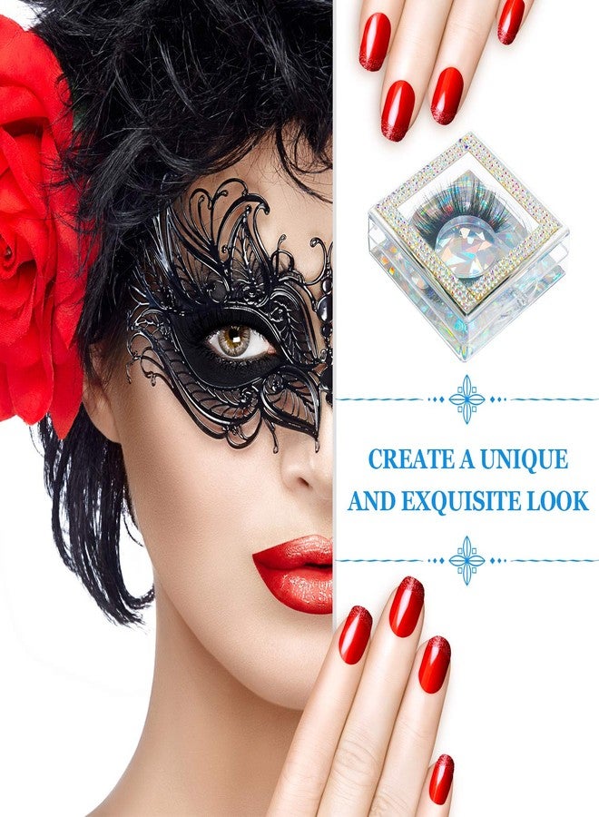 Blulu 8 Pcs 3D Empty eyelash case, Glitter lash cluster box Square Eyelash Storage Boxes with Glitter Paper and Clear Tray for Women(Silver) - Image 5