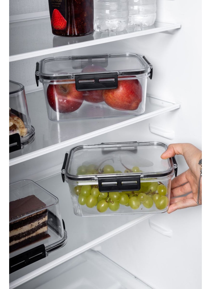 Nandy Home 3 Piece Set Square Clear Storage Box Set with Lock Lid - 1400ML  - Image 2