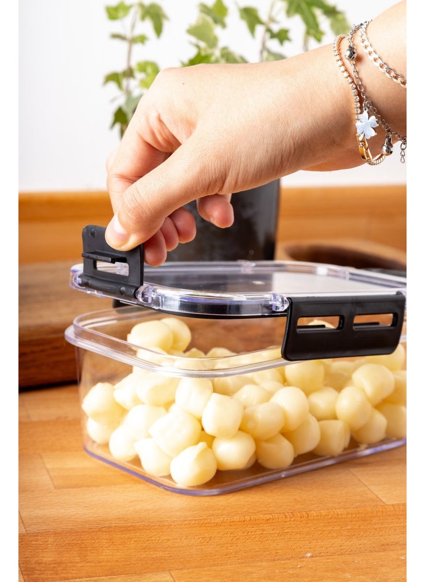 Nandy Home 3 Piece Set Square Clear Storage Box Set with Lock Lid - 1400ML  - Image 3