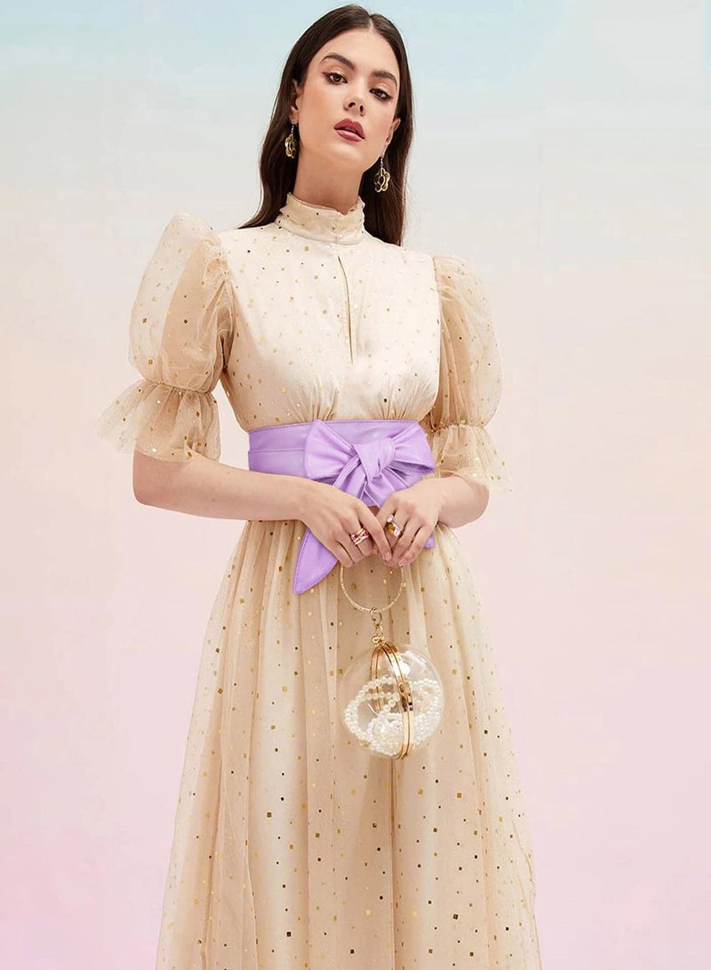 SYOSI Women's Fashion Belt, Women's Wide Girdle Soft and Versatile Elegant Bow Ribbon Extra Long Belt, Belt Women's Chic Faux Leather Waist Belt for Jeans, for Dress Solid Color Belts - Image 2