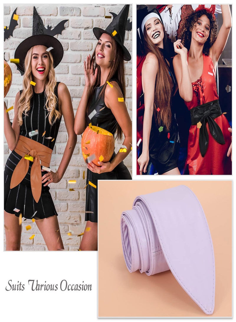 SYOSI Women's Fashion Belt, Women's Wide Girdle Soft and Versatile Elegant Bow Ribbon Extra Long Belt, Belt Women's Chic Faux Leather Waist Belt for Jeans, for Dress Solid Color Belts - Image 4