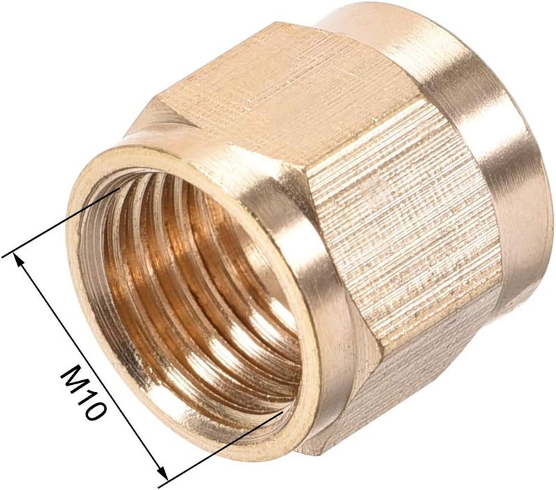 uxcell Brass Tubing Nut Tube Fitting Compression Insert Hydraulic Nuts M10x6mm 8pcs - Image 3