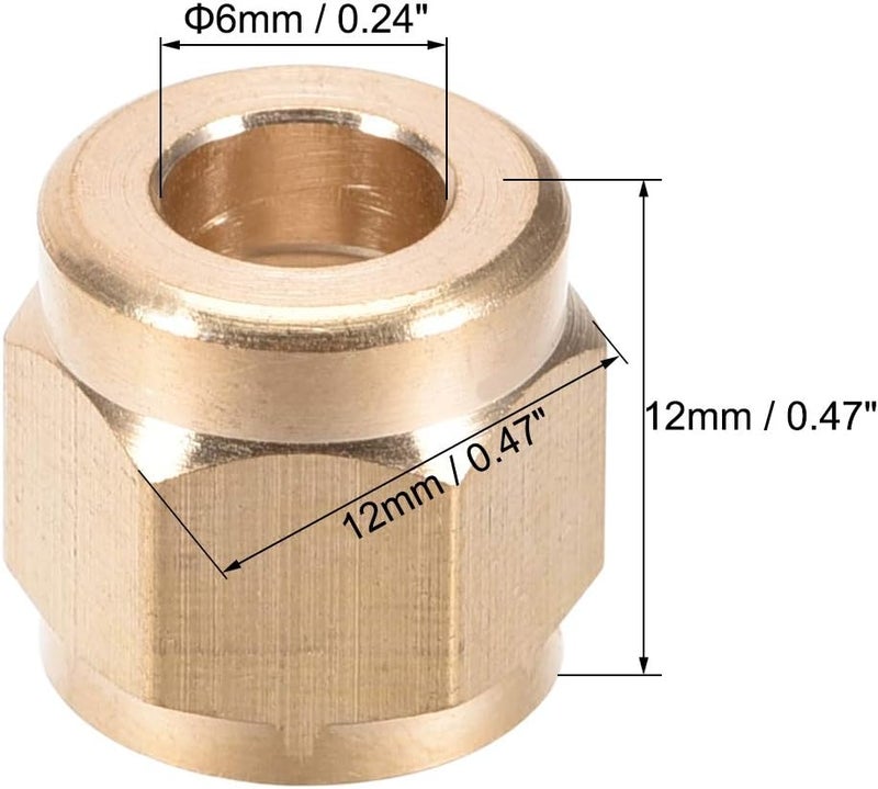 uxcell Brass Tubing Nut Tube Fitting Compression Insert Hydraulic Nuts M10x6mm 8pcs - Image 2