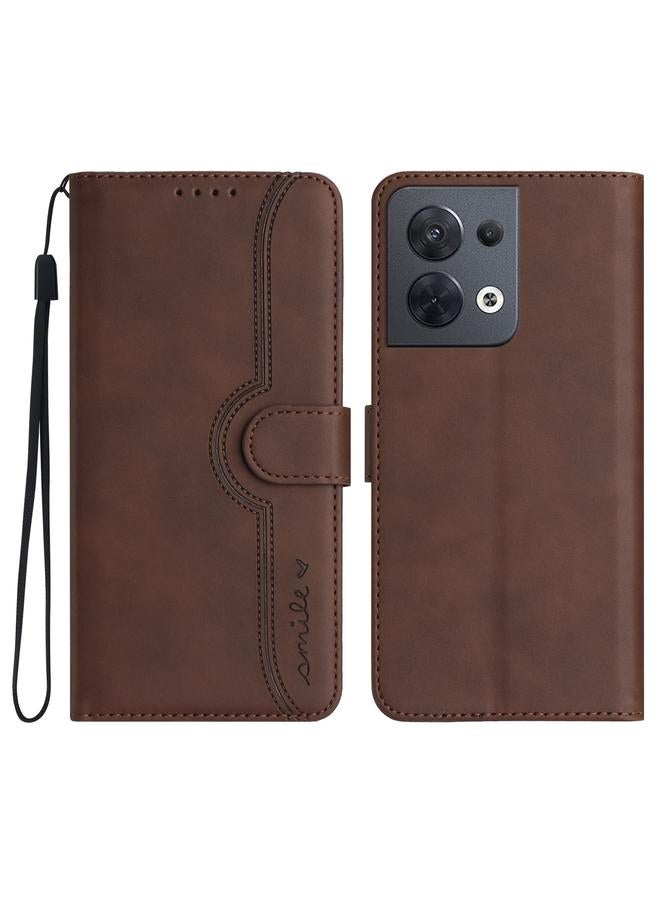 S-TOP Case For OPPO Reno8 5G Global Heart Pattern Skin Feel Leather Phone Case - Image 1