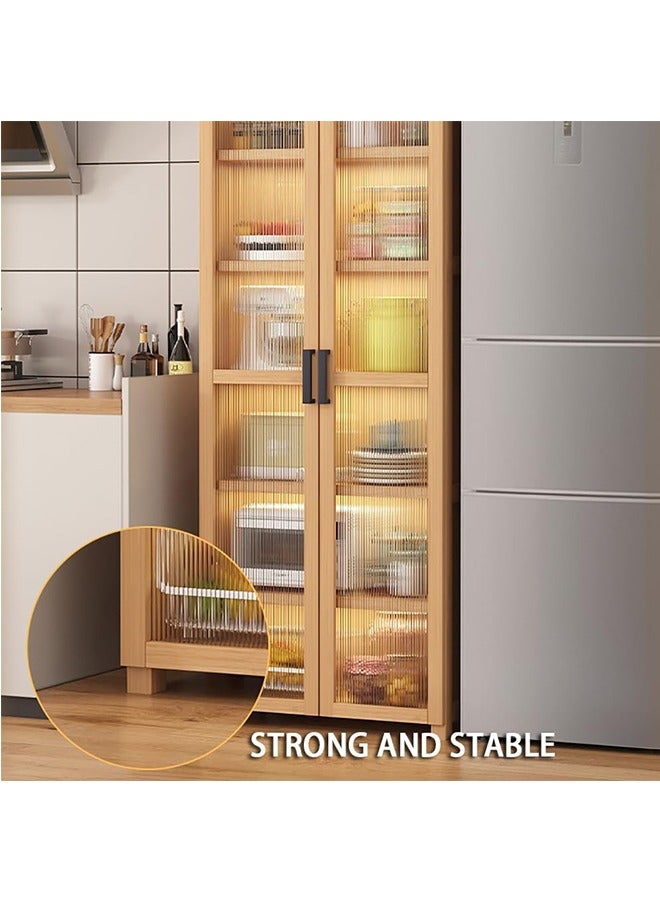 JCB CHIC Simple Book Shelf Living Room Bookcase Multi-layer Storage Rack Floor Standing Storage Cabinet with Clear Door for Kitchen Dining Room Living Room Entryway Hallway - Image 4