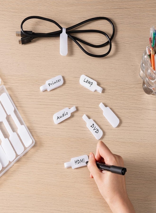 Trilancer Reusable Cable Cord Wire Labels, Easy to Write on, Hook&Loop Closure, for Organizing and Identification, Cable Tags, Multiple Uses - 35PCS(White) - Image 2