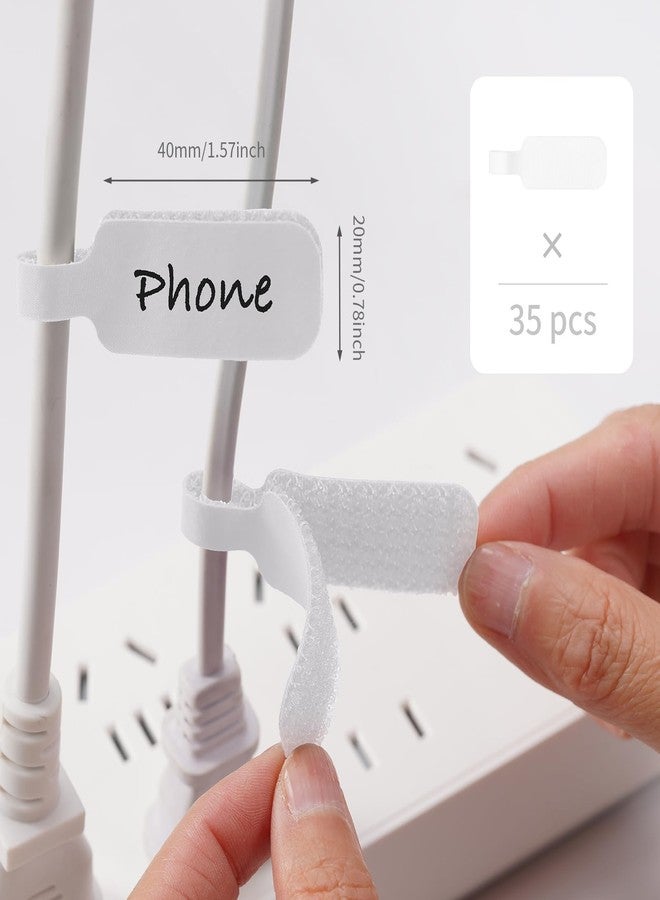 Trilancer Reusable Cable Cord Wire Labels, Easy to Write on, Hook&Loop Closure, for Organizing and Identification, Cable Tags, Multiple Uses - 35PCS(White) - Image 3