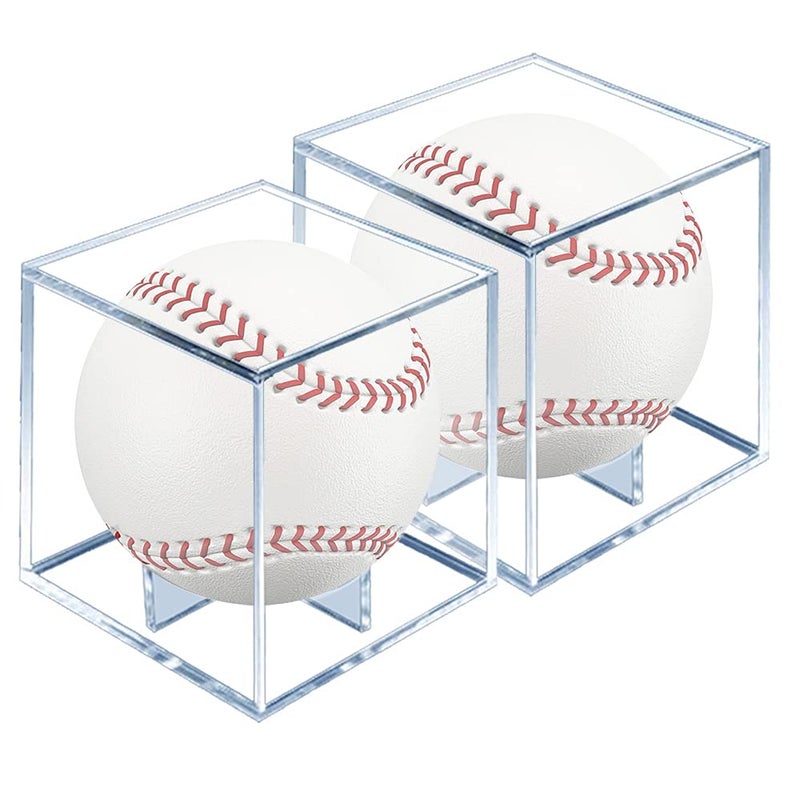 JARAGAR Jaragar Baseball Display Case 2 Pack UV Protected Sport Collectibles Baseball Holder Acrylic Cube Memorabilia Display Box Official Baseball Autograph Display Case for Official Size Baseball 