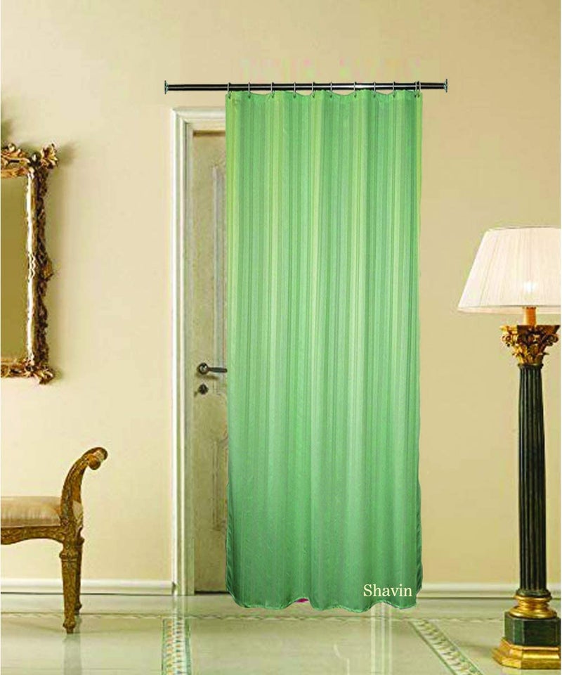 SHAVIN PVC Lining Print Bathroom Shower Curtain with Hooks (54 x 84 Inches, Green) - Image 1