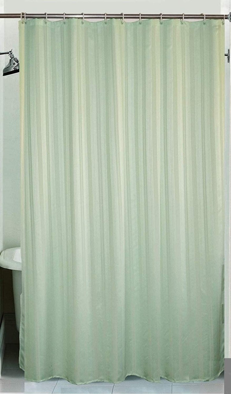 SHAVIN PVC Lining Print Bathroom Shower Curtain with Hooks (54 x 84 Inches, Green) - Image 3