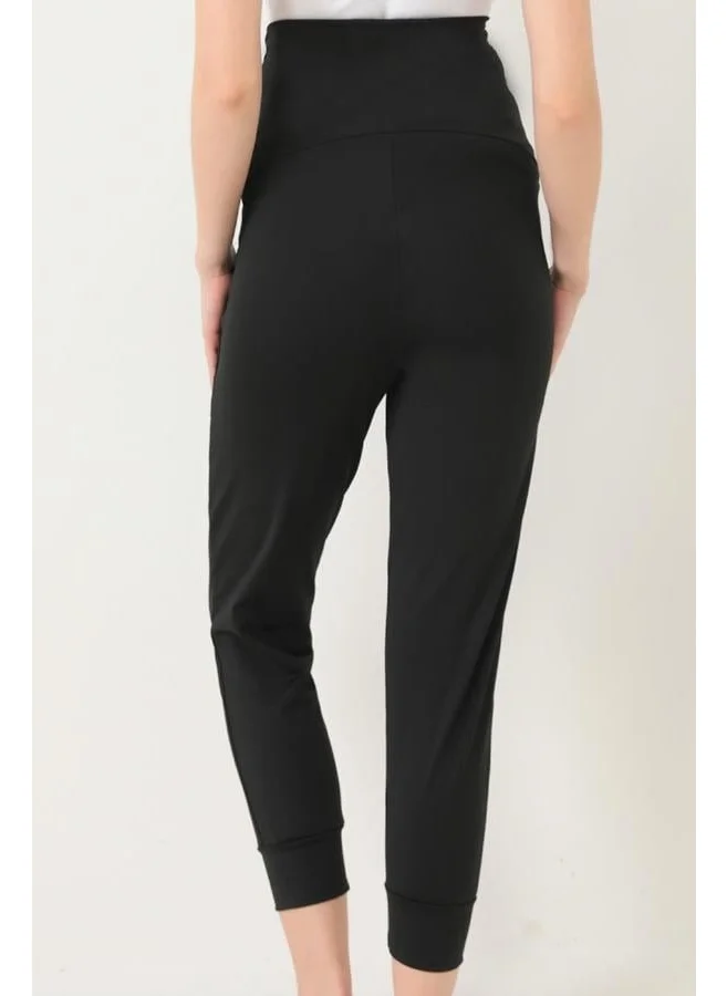 كوتن هيل Black Flexible High Waist Double Pocket Maternity Jogger Sweatpants