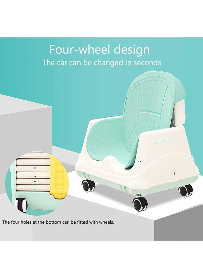 JCB CHIC كرسي طعام للأطفال، كرسي مرتفع متعدد الوظائف للأطفال، كرسي مرتفع للأطفال قابل للتعديل الارتفاع ومقعد قابل للطي للأطفال الصغار، كرسي آمن لتغذية الأطفال مزود بعجلات - Image 3