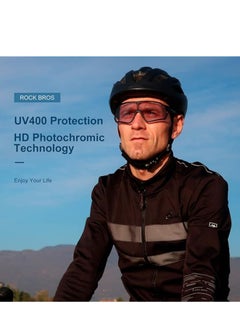 Rockbros Cycling Glasses Photochromic Sunglasses Bike Sunglasses Clear Bicycle Glasses Riding Glasses for Men Cycling Sunglasses Sports Bike Glasses(Black)  - Image 5