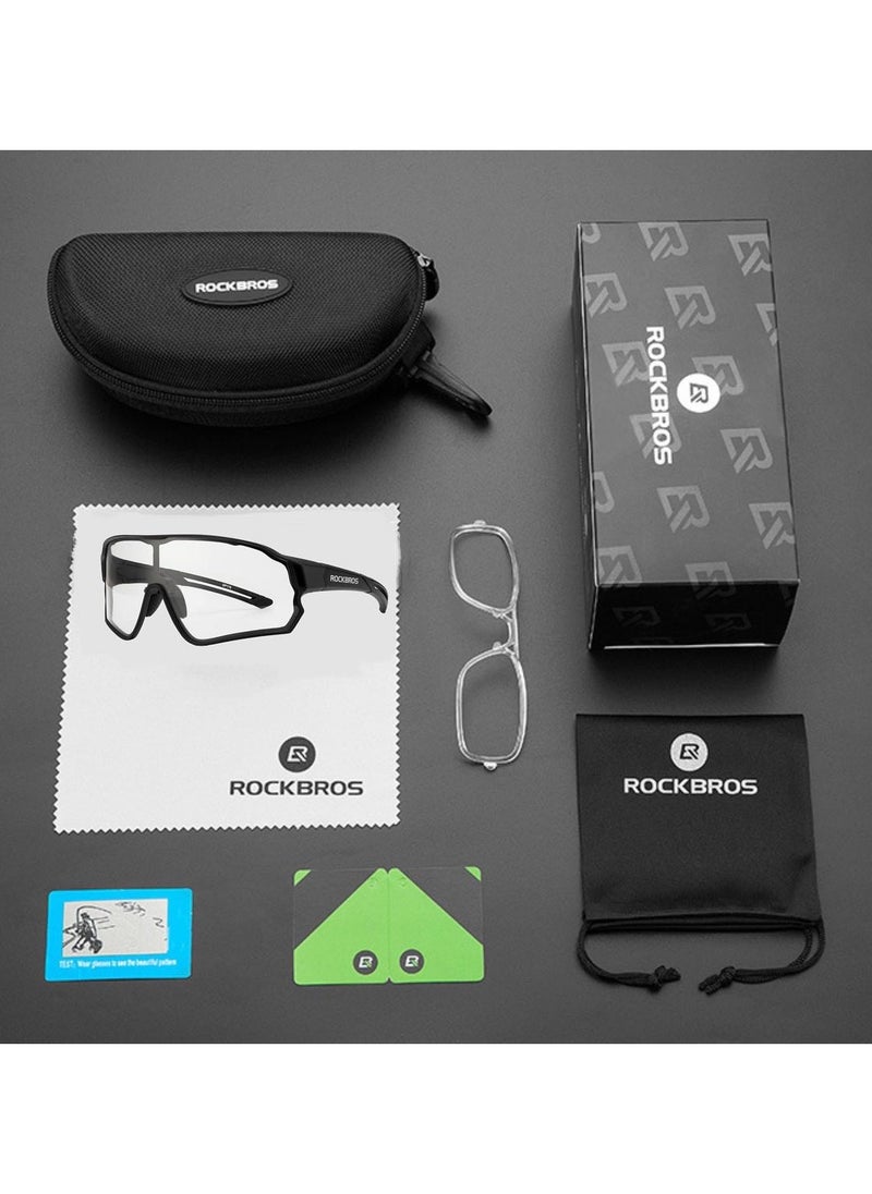 Rockbros - Cycling Glasses Photochromic Sunglasses Bike Sunglasses Clear Bicycle Glasses Riding Glasses for Men Cycling Sunglasses Sports Bike Glasses(Black) - Image 1