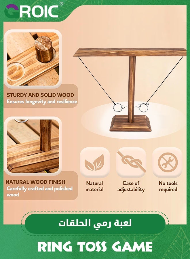 GROIC Ring Toss Game,Hook and Ring Game, Swinging String Hook & Ring Tabletop Battle Game,Wooden Ring & Hook Game,Large Base Hook and Ring Game, Party Game  - Image 3