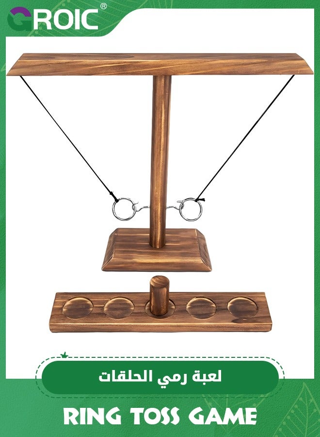 GROIC Ring Toss Game,Hook and Ring Game, Swinging String Hook & Ring Tabletop Battle Game,Wooden Ring & Hook Game,Large Base Hook and Ring Game, Party Game  - Image 1