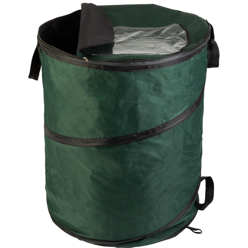 Wakeman Outdoor Trash Can - 46-Gallon Collapsible Garbage Can with 3 Stakes - Pop Up Trash Bin for Camping, Storage, or Yard Waste Outdoors (Green) - Image 1