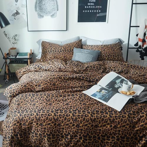 LifeTB Leopard Print Comforter Set King Soft Fluffy Animal Cheetah Printed Comforter Set 3 Pieces Brown Black Floral Bedding Farmhouse Leopard Pattern King Size Comforter with 2 Pillowcases for All Season - Image 3