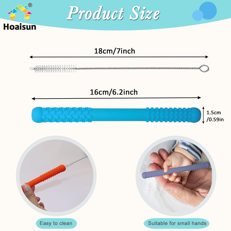Hoaisun Teething Straws Sticks for Babies 6-12 12-18 Months, 8 Pack Teething Toys 3-6 Months, Silicone Teethers for Babies Toddlers Nursing Biting Chewing, Autism Chew Toys for Sensory Kids Teething Relief - Image 5