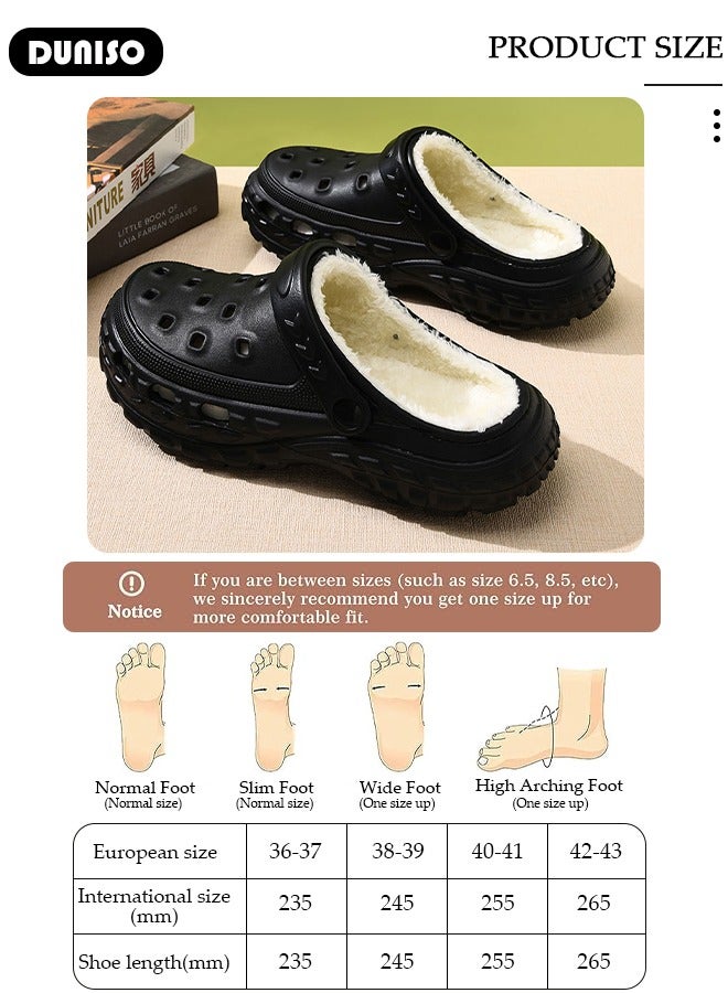 DUNISO House Slippers for Men and Women,Washable Lined Clogs, Fashion Warm Shoes with Thick Sole, Comfortable Home Fuzzy Slippers, Lightweight Non Slip House Shoes For Cozy Indoor Outdoor  - Image 4