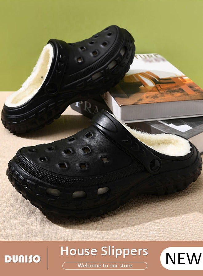 DUNISO House Slippers for Men and Women,Washable Lined Clogs, Fashion Warm Shoes with Thick Sole, Comfortable Home Fuzzy Slippers, Lightweight Non Slip House Shoes For Cozy Indoor Outdoor  - Image 1