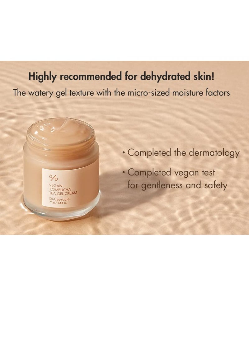 leegeehaam - leegeehaam Dr.Ceuracle Vegan Kombucha Tea Gel Cream (75g / 2.64 oz) - Hydrating, Nourishing Korean Skincare with Vegan Fermented Black Tea Complex - Image 1