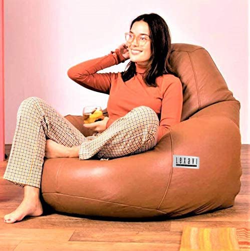 LEXAVI® - 5XL Large Premium Imported Soft Faux Leather Bean Bag with Footrest with Cushion, Extra Comfortable and Big Size to Other Bean Bags Without Beans (Cover Only) I Color- (XXXXXL-Brown) - Image 4