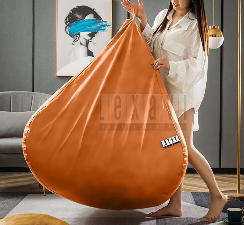 LEXAVI® - 5XL Large Premium Imported Soft Faux Leather Bean Bag with Footrest with Cushion, Extra Comfortable and Big Size to Other Bean Bags Without Beans (Cover Only) I Color- (XXXXXL-Brown) - Image 2